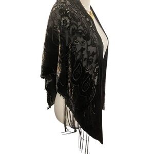Kenneth Cole Black Silky Shawl with Fringe